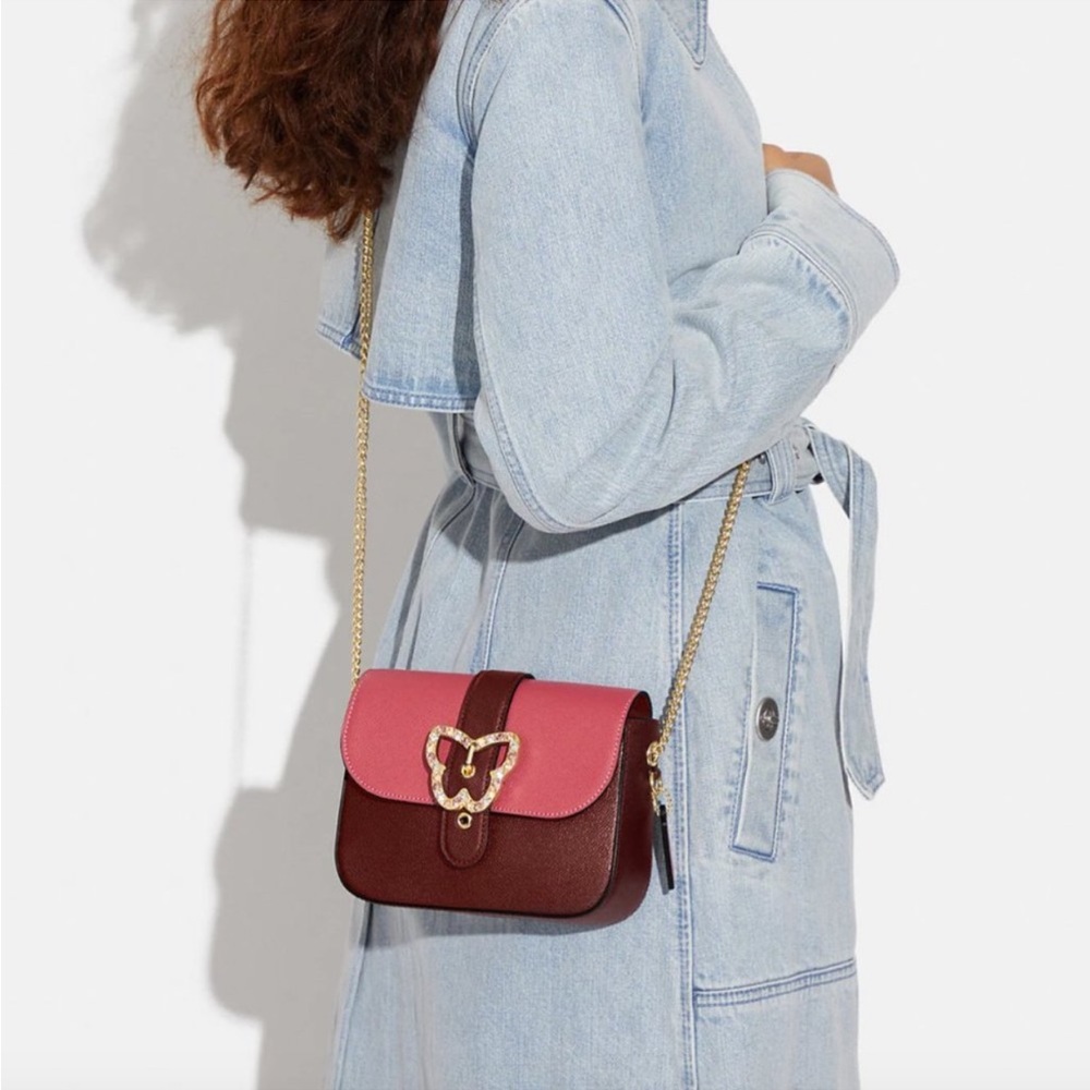 COACH Womens Gemma Crossbody In Colorblock Leather Color: Strawberry Haze/Cranb - Picture 3 of 16